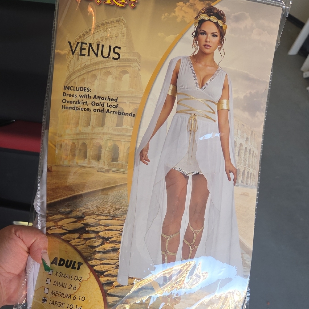 Venus White and Gold Costume With Leg Wraps LARGE